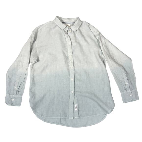 J. Crew Baird McNutt Blue Dip-Dye Relaxed Fit Linen Shirt Women’s Size 10 NWT - Picture 1 of 6